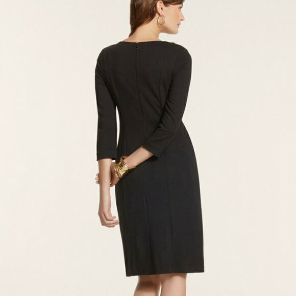 Chico's So Slimming Black Animal Print Classic style Dress Size 01 Medium‎ - Picture 4 of 9